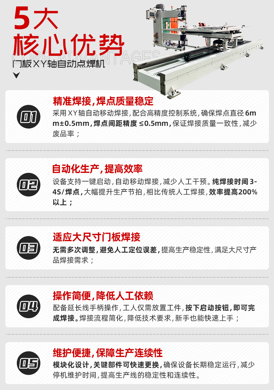 門板XY軸自動(dòng)點(diǎn)焊機(jī)詳情核心優(yōu)勢(shì)