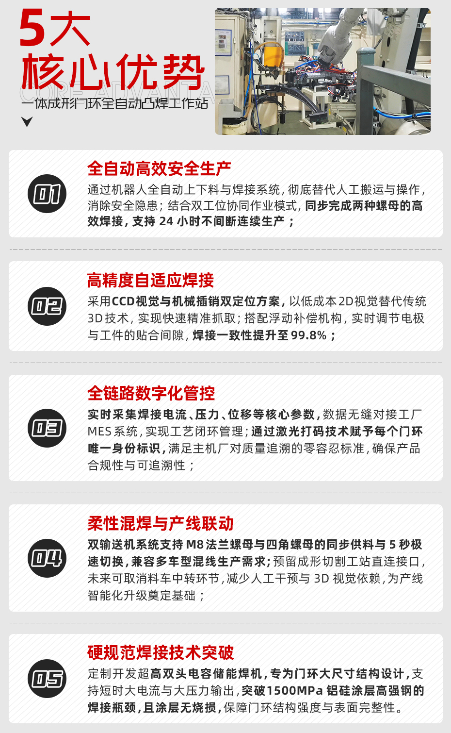 一體成形門環(huán)全自動(dòng)凸焊工作站詳情核心優(yōu)勢(shì)